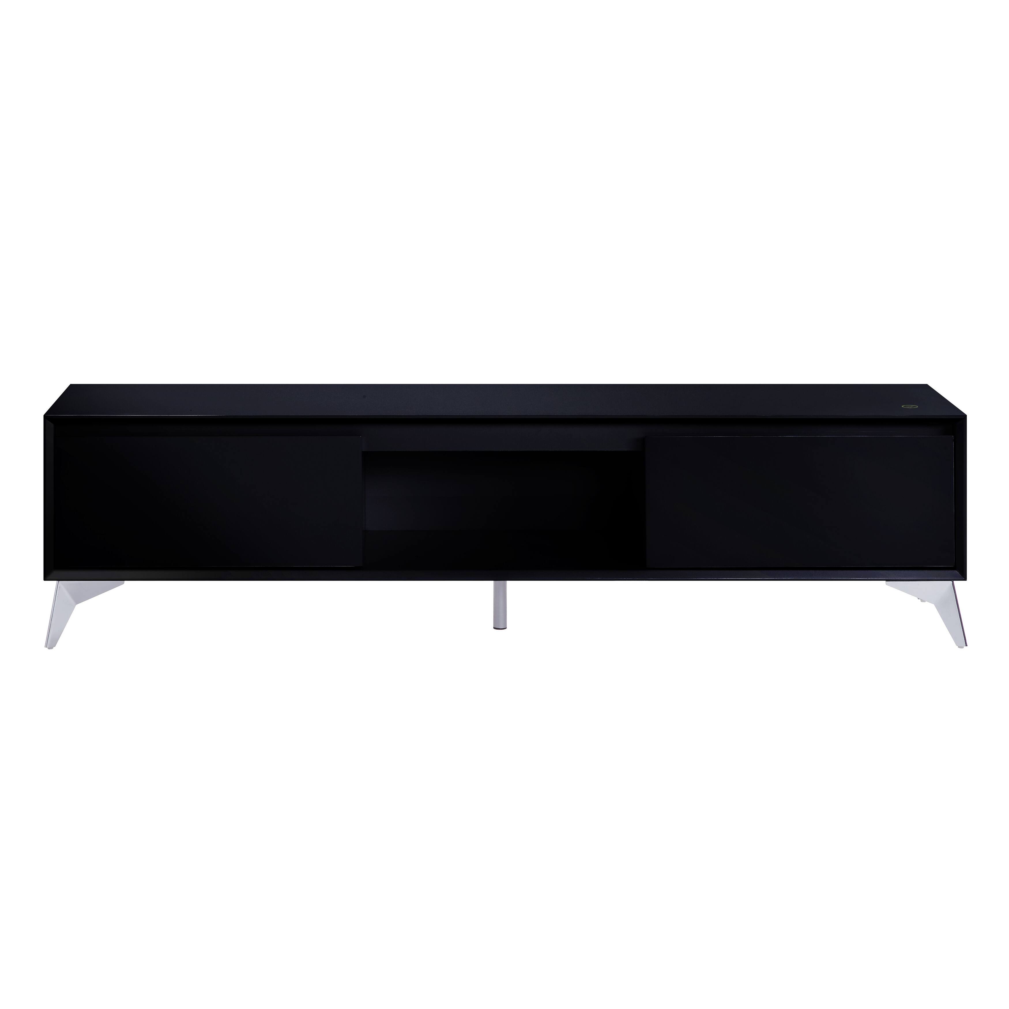 Contemporary Raceloma TV stand , LED, Black & Chrome Finish, 71"L x 16